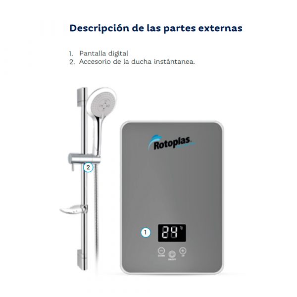 Rapiducha Rotoplas Instantánea Silver Pantalla Digital - Imagen 5