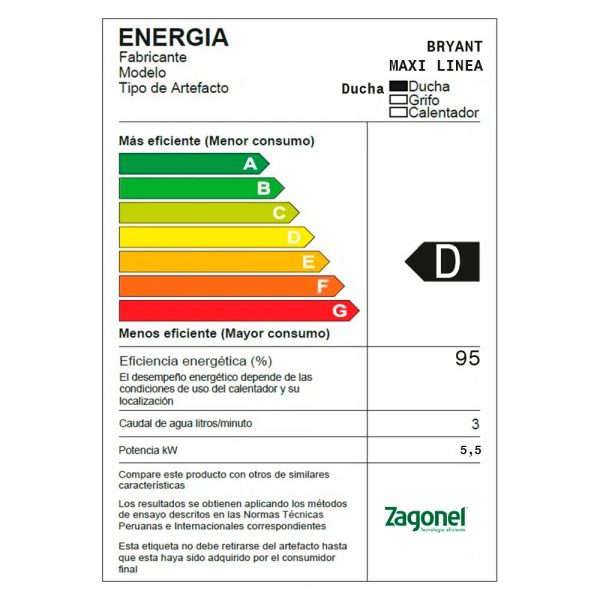 Bryant Ducha Eléctrica Maxi Linea 5,5 Kw - Imagen 7