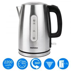 Hervidor Inalámbrico Inoxidable Plata Daewoo DEK-1349 1.7L