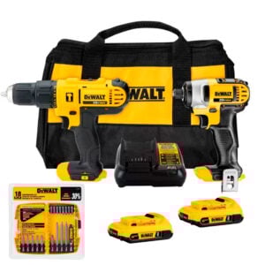 Taladro Percutor + Ator. Impacto 20v Dewalt DCK222D2 + Set