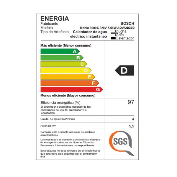 Rapiducha Eléctrica Bosch Advanced Ewi 5.5 Kw - Imagen 5