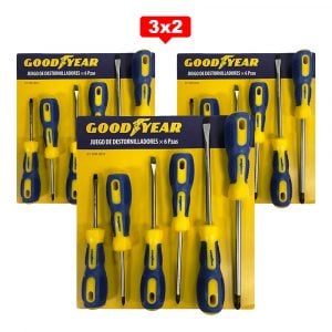 Juego de Destornilladores Goodyear Magneticos 6 Piezas 3X2