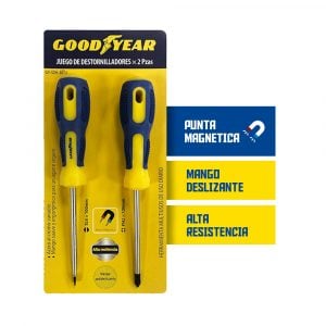 Juego de Destornilladores Goodyear Magneticos 2 Piezas