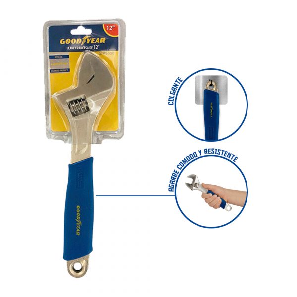 Llave Francesa Ajustable Goodyear de 12 pulgadas