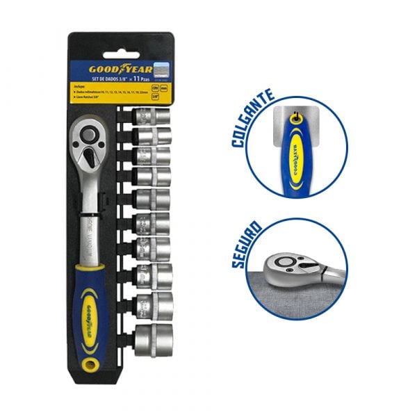 Set de Dados Goodyear 11pcs 3/8" pulgadas CRV