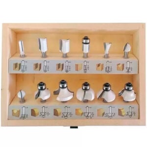 Set Fresas de Vástago Makita Caja de Madera 1/4" 12 Unidades