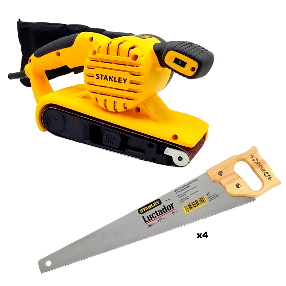 Lijadora Banda Profesional Stanley SB90 900w + 4 Serruchos - Vultec ...
