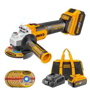 Amoladora Esmeril 4,5" Ingco CAGLI2011582 BL 20V +2 Baterías