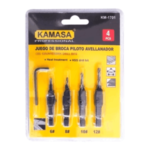 Set 4 Brocas Piloto Avellanador #6 #8 #10 #12 Kamasa KM1701