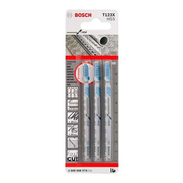 Hoja Sierra Calar Bosch x3 HSS Recto Fino Progressor Metal