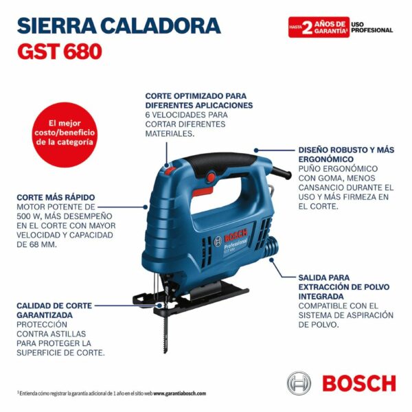 Sierra Caladora Bosch GST 680 20 mm 500W-1010565-Imagen 5