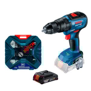 Taladro Percutor Bosch Gsb 18v-50+1 Batería 2ah+Set 34 pz