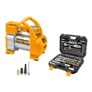 Compresor de Aire AAC1408 12V + Dados 25 Pz HKTS12251 INGCO