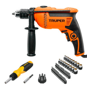 Taladro 1/2 600W A7-2 Truper + Set 54 pz AUTO-61 Pretul