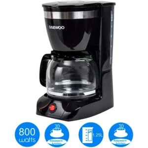 Cafetera Negra Daewoo DCM-1859 1.25L 12 Tazas
