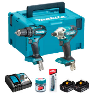 Taladro Percutor DHP485+Atornillador DTD156+2 Bat Makita