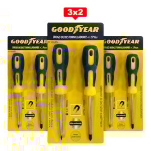 Juego de Destornilladores Goodyear Magneticos 2 Piezas 3X2