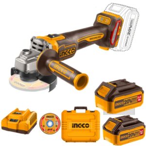Amoladora Angular 4 1/2" 20V + 2 Bat 5 Ah INGCO CAGLI2211532