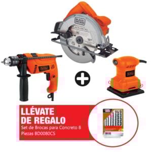 Taladro Percutor + Sierra Circular + Lijadora Orbital B&D