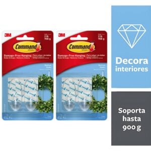 Pack X2 Gancho Command Clear Mediano 17091 X2