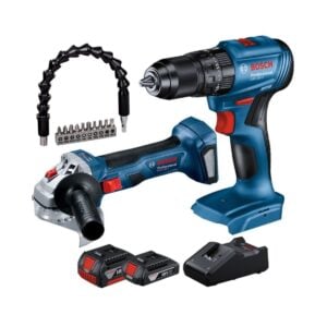 Taladro Percutor GSB 185 + Amoladora GWS 180 + Set 11pz Bosch