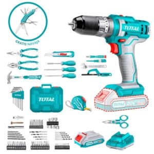 Taladro 20V + set 165 pz THKTHP11652 + Navaja 12 en 1 TOTAL