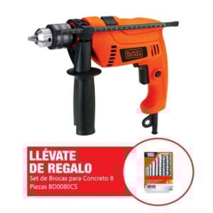 Taladro Percutor 1/2 HD555 550w Black & Decker + Set 8 pz