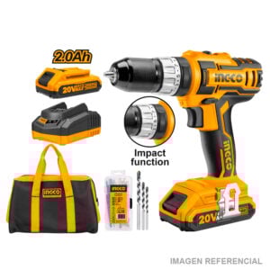 Taladro Atornillador Ingco CIDLI2002 3/8" 45 Nm 20v + 50 Acc