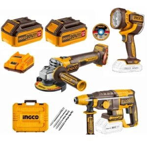 AMOLADORA + ROTOMARTILLO + LAMPARA + 2 BAT COSLI250183 INGCO