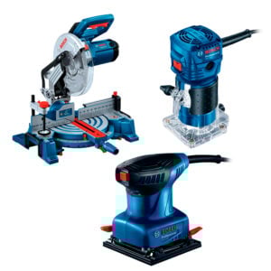 Sierra GCM 254 + Fresadora GKF 550 + Lijadora GSS 140 BOSCH