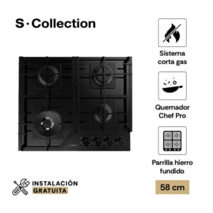 Encimera Vidrio Templado Sole S-Collection Gas 58cm SOLCO066