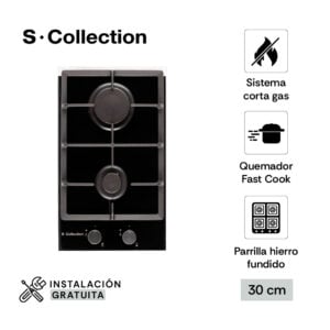 Encimera Vidrio Templado Sole S-Collection Gas 30cm SOLCO061