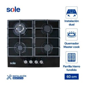 Cocina Encimera Sole Vidrio Templado 60cm 4 H SOLCO045