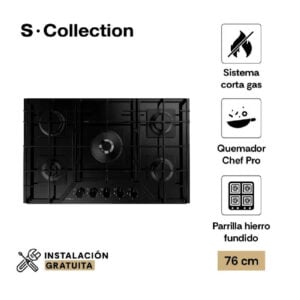 Encimera Vidrio Templado Sole S-Collection Gas 76cm SOLCO060