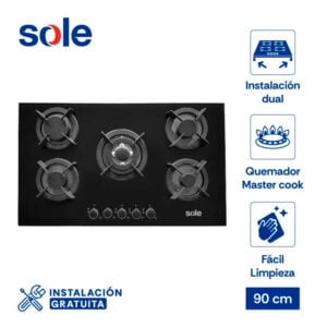 Encimera Vidrio Templado a Gas Sole 90CM GN SOLCO069