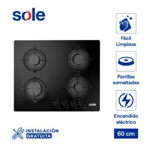 Encimera Vidrio Templado Sole A Gas 60cm SOLCO049