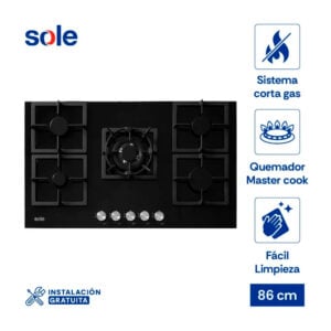 Cocina Empotrable GN Vidrio Sole 86 cm SOLCO041