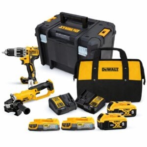 Taladro 1/2" + Esmeril XR 4 1/2" + Baterias Dewalt