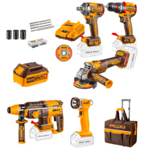 Kit 5Pcs Brushless Ingco 20V 4Ahx2+Maleta CKLI2059