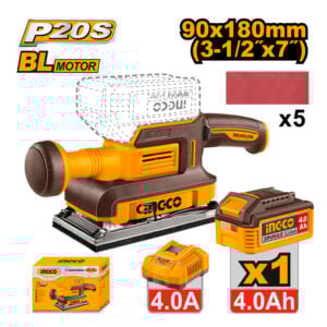Lijadora de Acabado Ingco 1Bat 4Ah + 5 Lijas CFSLI20313