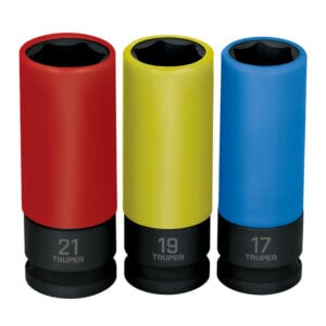 JDI-1/2X3MP Juego 3 dados largos 1/2" impacto protección plástica 6p mm
