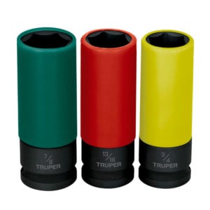JDI-1/2X3LP Juego 3 dados largos 1/2" impacto protección plástica 6p std